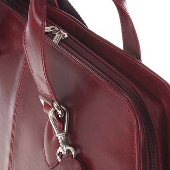 Pevná luxusní dámská vínová kožená aktovka - Annie Claire Boom