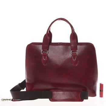 Pevná luxusní dámská vínová kožená aktovka - Annie Claire Boom