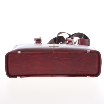 Pevná luxusní dámská vínová kožená aktovka - Annie Claire Boom