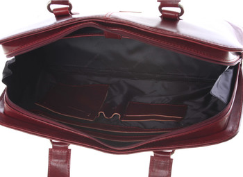 Pevná luxusní dámská vínová kožená aktovka - Annie Claire Boom