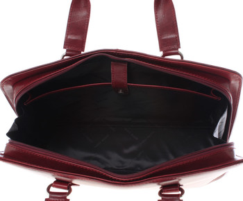 Pevná luxusní dámská vínová kožená aktovka - Annie Claire Boom