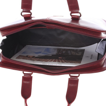 Pevná luxusní dámská vínová kožená aktovka - Annie Claire Boom