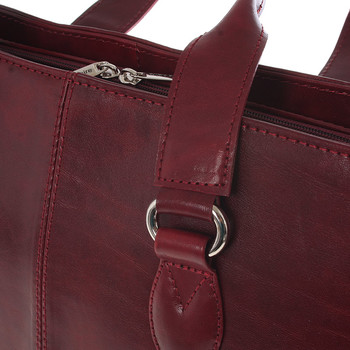 Pevná luxusní dámská vínová kožená aktovka - Annie Claire Boom