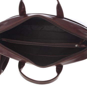Luxusní tmavě hnědá celokožená brašna na notebook - Delami 1247