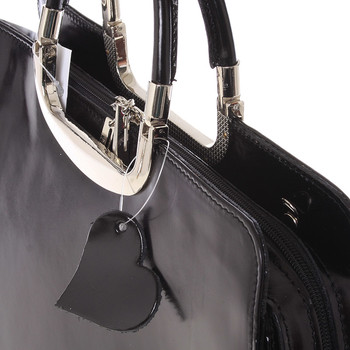 Dámská větší černá kožená společenská kabelka - ItalY Yanny