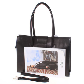 Velká elegantní dámská kožená kabelka černá - ItalY Zyphire