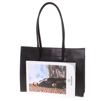 Velká elegantní dámská kožená kabelka černá - ItalY Hernana 