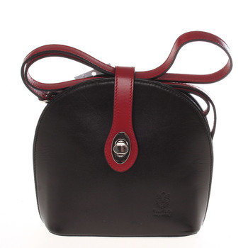 Malá dámská černo červená kožená crossbody kabelka - ItalY Zerena