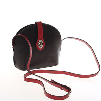 Malá dámská černo červená kožená crossbody kabelka - ItalY Zerena