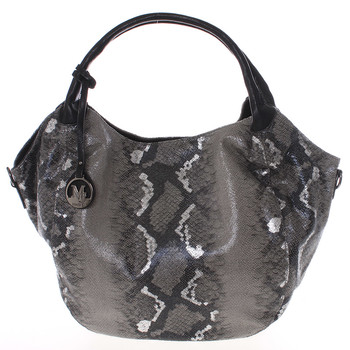 Velká dámská černá kabelka ve stylu hadí kůže - MARIA C Halcyon