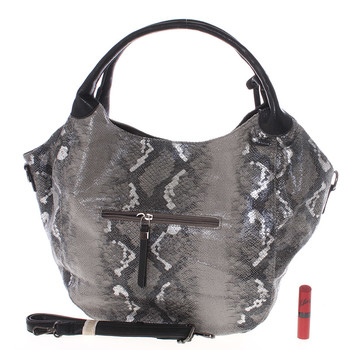 Velká dámská černá kabelka ve stylu hadí kůže - MARIA C Halcyon