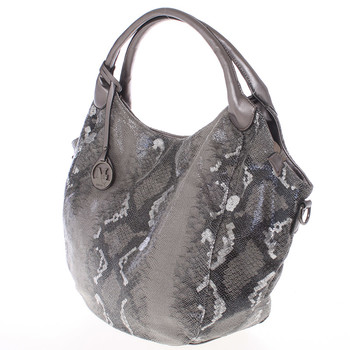 Velká dámská stříbrná kabelka ve stylu hadí kůže - MARIA C Halcyon