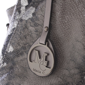 Velká dámská stříbrná kabelka ve stylu hadí kůže - MARIA C Halcyon