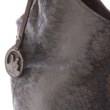 Velká dámská hnědá kabelka ve stylu hadí kůže - MARIA C Halcyon