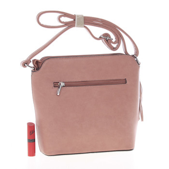Elegantní růžová crossbody kabelka s přívěskem - Silvia Rosa Kait