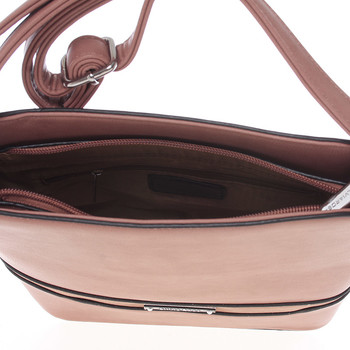 Elegantní růžová crossbody kabelka s přívěskem - Silvia Rosa Kait