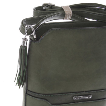 Elegantní tmavě zelená crossbody kabelka s přívěskem - Silvia Rosa Kait