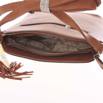 Elegantní hnědá crossbody kabelka s přívěskem - Silvia Rosa Kait