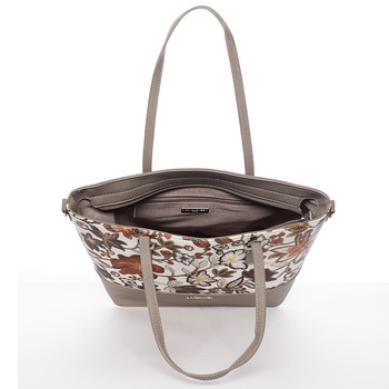Hnědá elegantní květinová kabelka - David Jones Blomst