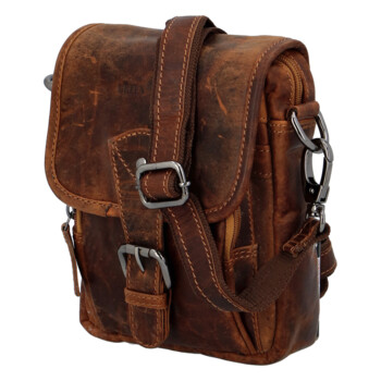 Pánská kožená crossbody taška camel - GreenWood Kristifer