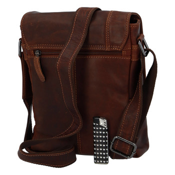 Pánská kožená crossbody taška hnědá - Greenwood Justwant