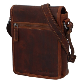 Pánská kožená crossbody taška hnědá - Greenwood Petter