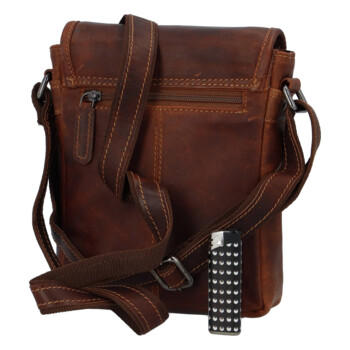 Pánská kožená crossbody taška hnědá - Greenwood Petter