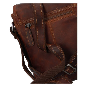 Pánská kožená crossbody taška hnědá - Greenwood Petter