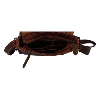 Pánská kožená crossbody taška hnědá - Greenwood Petter