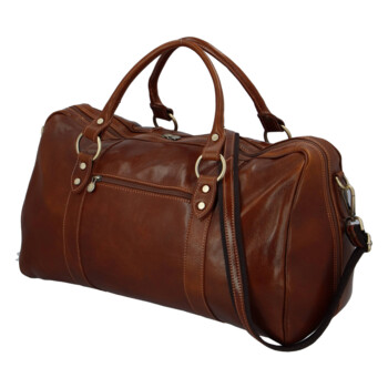 Cestovní kožená taška hnědá - Delami Vera Pelle Equado