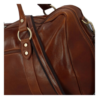 Cestovní kožená taška hnědá - Delami Vera Pelle Equado