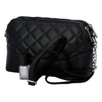 Módní prošívaná dámská koženková crossbody Freay, černá