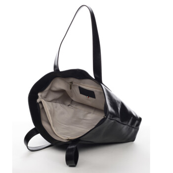 Dámská kožená kabelka do ruky černá - Delami Vera Pelle Gigiana