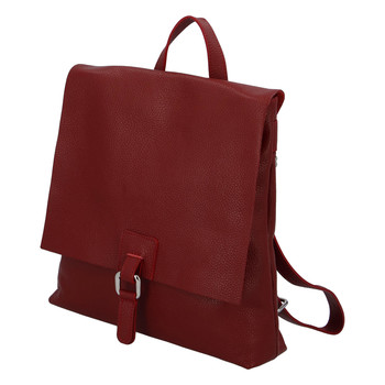 Dámský kožený batůžek kabelka tmavě červený - ItalY Francesco
