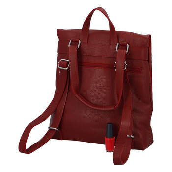 Dámský kožený batůžek kabelka tmavě červený - ItalY Francesco