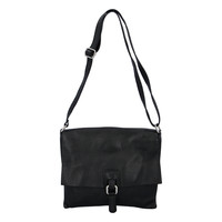Dámská kožená crossbody kabelka černá - ItalY Eama