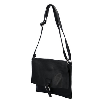 Dámská kožená crossbody kabelka černá - ItalY Eama