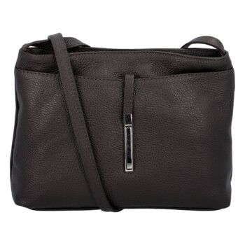 Dámská kožená crossbody kabelka tmavě hnědá - Delami Vera Pelle Eneta