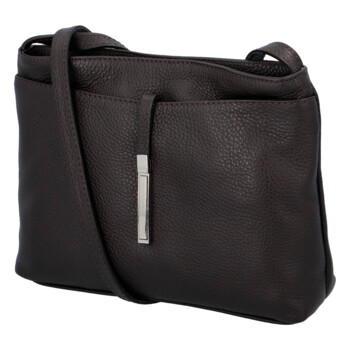 Dámská kožená crossbody kabelka tmavě hnědá - Delami Vera Pelle Eneta