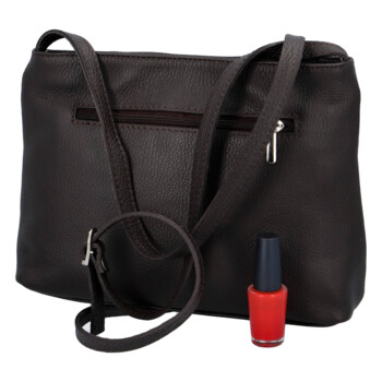 Dámská kožená crossbody kabelka tmavě hnědá - Delami Vera Pelle Eneta