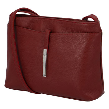 Dámská kožená crossbody kabelka tmavě červená - ItalY Eneta