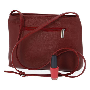Dámská kožená crossbody kabelka tmavě červená - ItalY Eneta