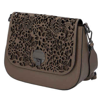 Dámská kožená crossbody kabelka taupe - ItalY Bettery