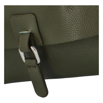 Dámský kožený batůžek kabelka olivově zelený - ItalY Francesco