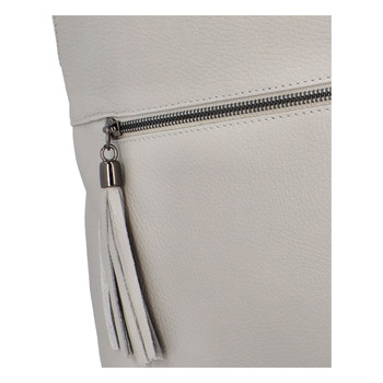 Dámský kožený batoh kabelka světle šedý - ItalY Bruiel