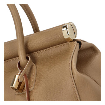Módní originální dámská kožená kabelka do ruky tmavě béžová - ItalY Hila