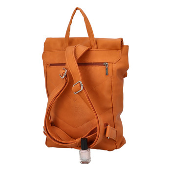 Větší měkký dámský moderní oranžový batoh - Ellis Elizabeth JR