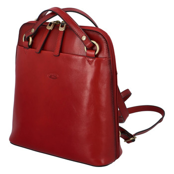 Dámský kožený batoh kabelka tmavě červený - Katana Elinney