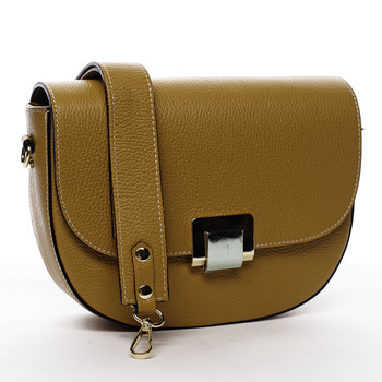 Dámská kožená kabelka tmavě žlutá - ItalY Lisa