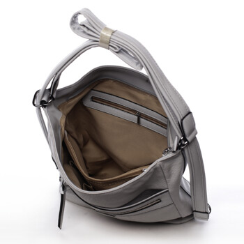 Praktická dámská koženková kabelka/batoh Ida šedá